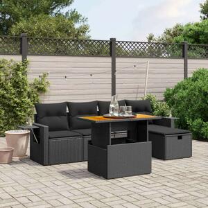 VidaXL Polyrattan Kerti Ülőgarnitúra - 6 részes - Fekete