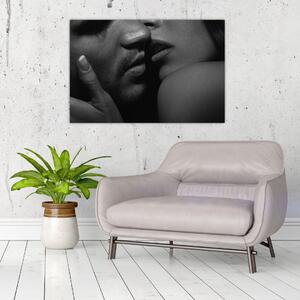 Kép - Csók, fekete-fehér fotó (90x60 cm)