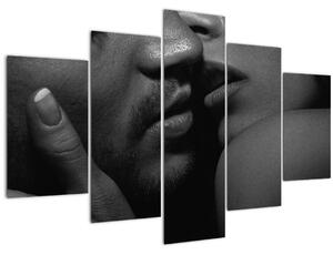 Kép - Csók, fekete-fehér fotó (150x105 cm)