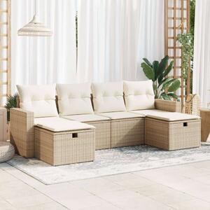 VidaXL 6 részes bézs polyrattan kerti ülőgarnitúra párnával