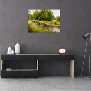 Kép - folyó az erdőnél, olajfestmény (70x50 cm)