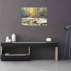 Kép - házikó az erdőben, olajfestmény (70x50 cm)