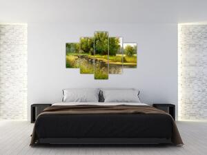 Kép - folyó az erdőnél, olajfestmény (150x105 cm)