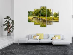Kép - folyó az erdőnél, olajfestmény (150x105 cm)