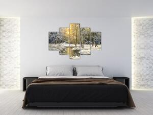 Kép - házikó az erdőben, olajfestmény (150x105 cm)