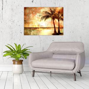 Kép - pálmafák a tengerparton (70x50 cm)