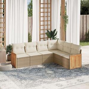 Polyrattan Kerti Ülőgarnitúra - 6 részes - Bézs
