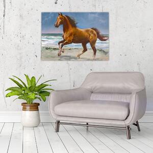 Egy ló képe a tengerparton (70x50 cm)