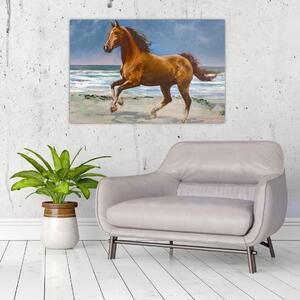 Egy ló képe a tengerparton (90x60 cm)
