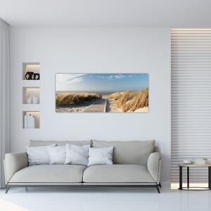Kép - Homokos strand Langeoog szigetén, Németországban (120x50 cm)