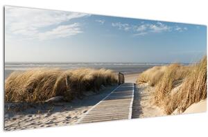 Kép - Homokos strand Langeoog szigetén, Németországban (120x50 cm)