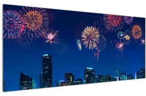 Kép - tűzijáték Miamiban (120x50 cm)