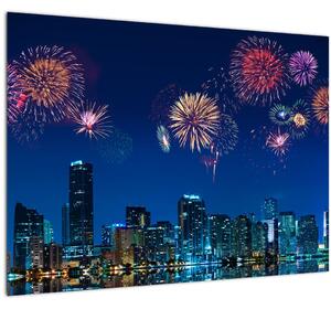 Kép - tűzijáték Miamiban (üvegen) (70x50 cm)