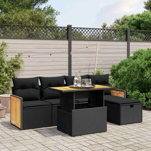 VidaXL Polyrattan Kerti Ülőgarnitúra - 6 részes - Fekete