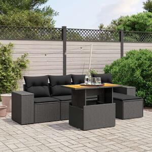 VidaXL Polyrattan Kerti Ülőgarnitúra - 6 részes - Fekete