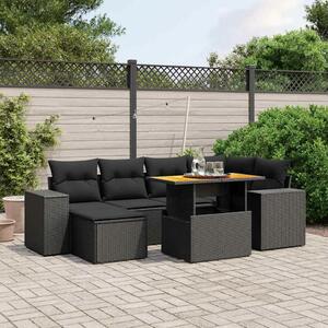 VidaXL Polyrattan Kerti Ülőgarnitúra - 7 részes - Fekete