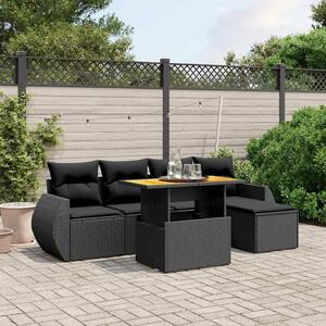 VidaXL Polyrattan Kerti Ülőgarnitúra - 6 részes - Fekete