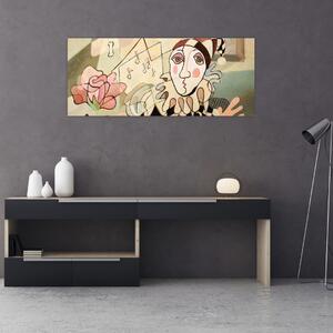 Kép - kubizmus -harlequin and rose (120x50 cm)