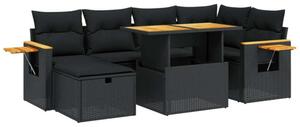VidaXL 7 részes Kerti Ülőgarnitúra - Fekete Polyrattan