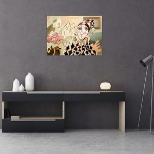 Kép - kubizmus -harlequin and rose (70x50 cm)