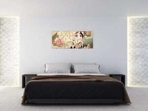Kép - kubizmus -harlequin and rose (120x50 cm)