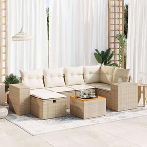 VidaXL Polyrattan Kerti Ülőgarnitúra - 7 részes - Bézs
