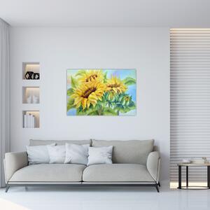 Virágzó napraforgó képe (90x60 cm)