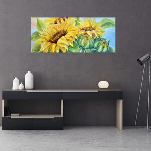Virágzó napraforgó képe (120x50 cm)