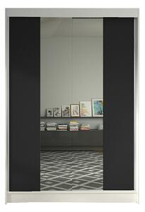 LINO II gardróbszekrény, 120 cm szélesség – fehér / fekete