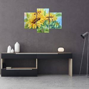 Virágzó napraforgó képe (90x60 cm)