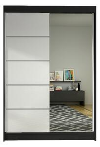 LINO III gardróbszekrény, 120 cm szélesség – fekete / fehér