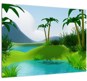 Kép - tavak dzsungelben (üvegen) (70x50 cm)