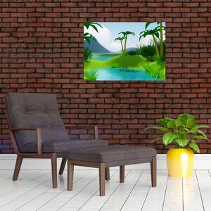 Kép - tavak dzsungelben (üvegen) (70x50 cm)