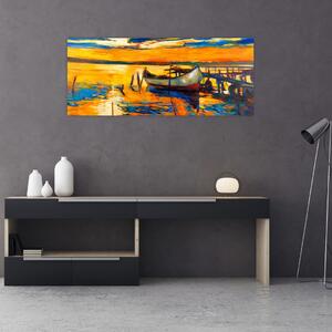 Kép - Hajó naplementekor (120x50 cm)