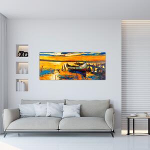 Kép - Hajó naplementekor (120x50 cm)