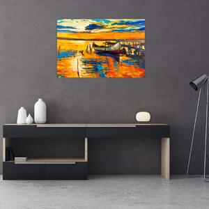 Kép - Hajó naplementekor (90x60 cm)