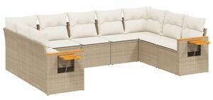 VidaXL U alakú Kerti Ülőgarnitúra - 9 részes - Bézs Polyrattan