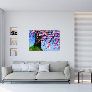 Kép festett cseresznyevirágok (90x60 cm)