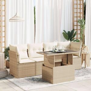 VidaXL Polyrattan Kerti Ülőgarnitúra - 5 részes - Bézs