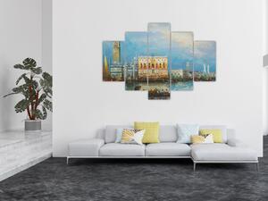 Kép - gondola Velencén áthaladva, olajfestmény (150x105 cm)