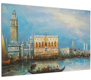 Kép - gondola Velencén áthaladva, olajfestmény (90x60 cm)