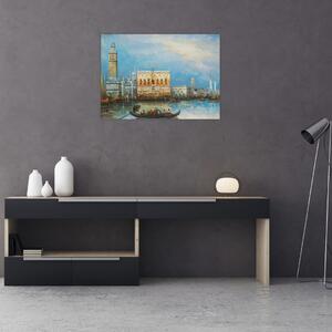 Kép - gondola Velencén áthaladva, olajfestmény (70x50 cm)