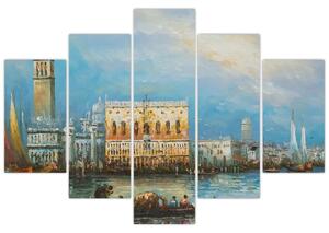 Kép - gondola Velencén áthaladva, olajfestmény (150x105 cm)