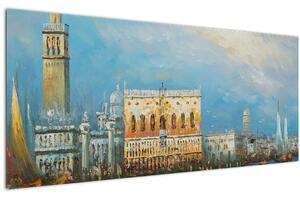 Kép - gondola Velencén áthaladva, olajfestmény (120x50 cm)