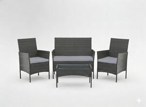 GardenLine 4 személyes rattan kerti Ülőgarnitúra - szürke
