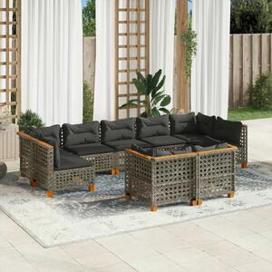 VidaXL Polyrattan Kerti Ülőgarnitúra - 9 részes - Szürke