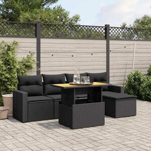 VidaXL Polyrattan Kerti Ülőgarnitúra - 6 részes - Fekete
