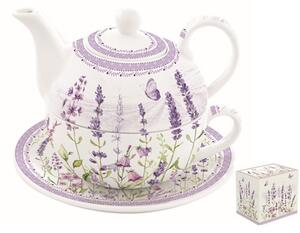 Porcelán egyszemélyes teáskészlet 350ml+350ml, dobozban, Lavender Field