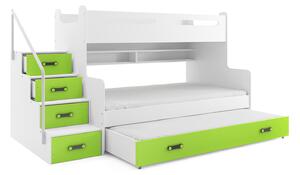 Gyermek emeletes ágy MAX III kihúzható ággyal 80x200 cm - fehér Zöld