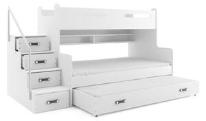Gyermek emeletes ágy MAX III kihúzható ággyal 80x200 cm - fehér Fehér